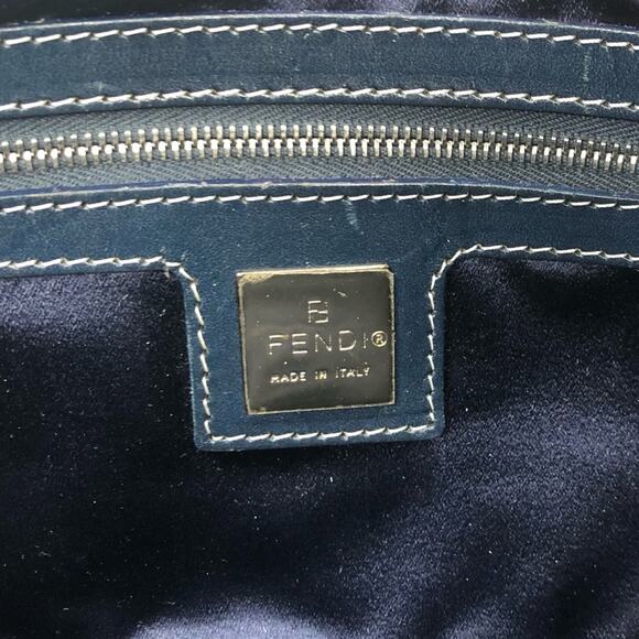 Vintage Fendi Zucchino Navy Blue FF Monogram Baguette Shoulder Bag - Picture 11 of 12